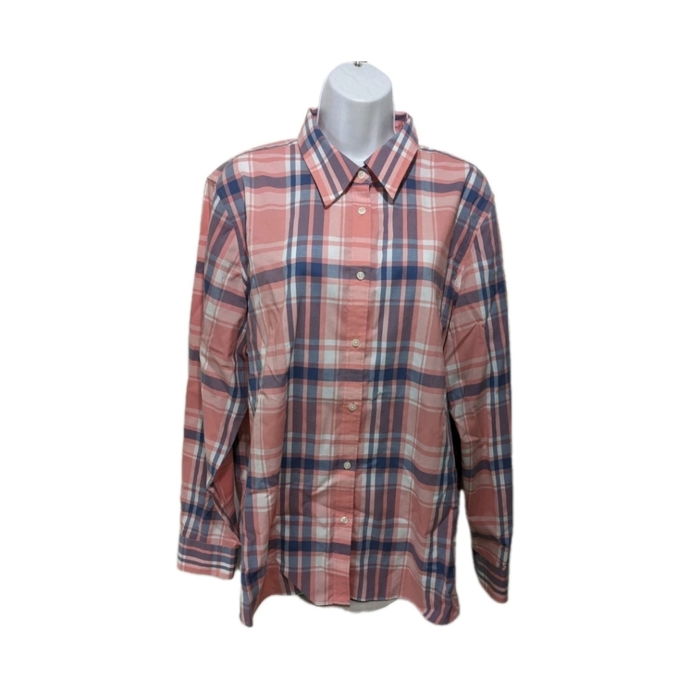 Chaps No Iron Button Down Shirt XXL 2XL Plaid Long Sleeve #2700